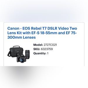 Canon EOS Rebel T7 DSLR Camera